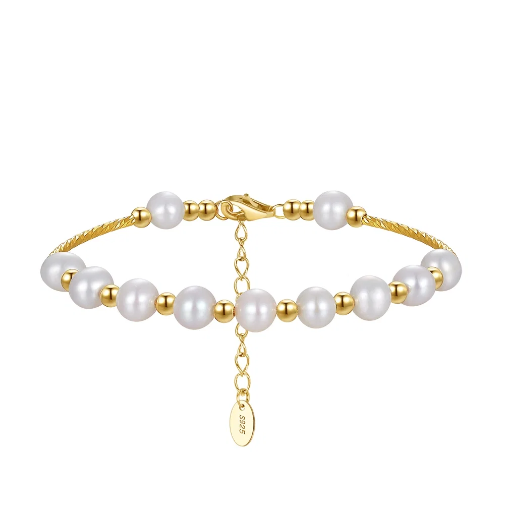 Brățări din argint - Brățară din Argint cu Perle Naturale de Cultură Golden Glow Pearl