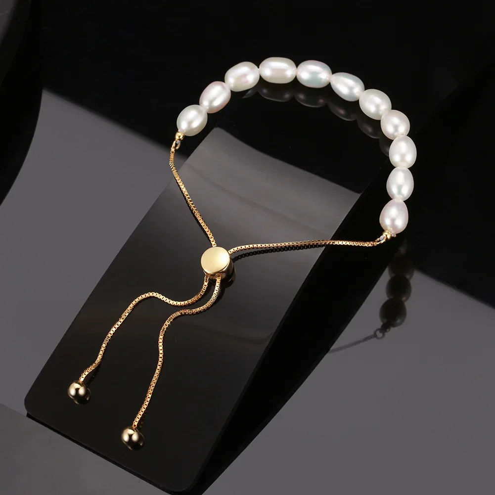 Brățări din argint - Brățară din Argint cu perle naturale de cultură Golden Pearl Symphony