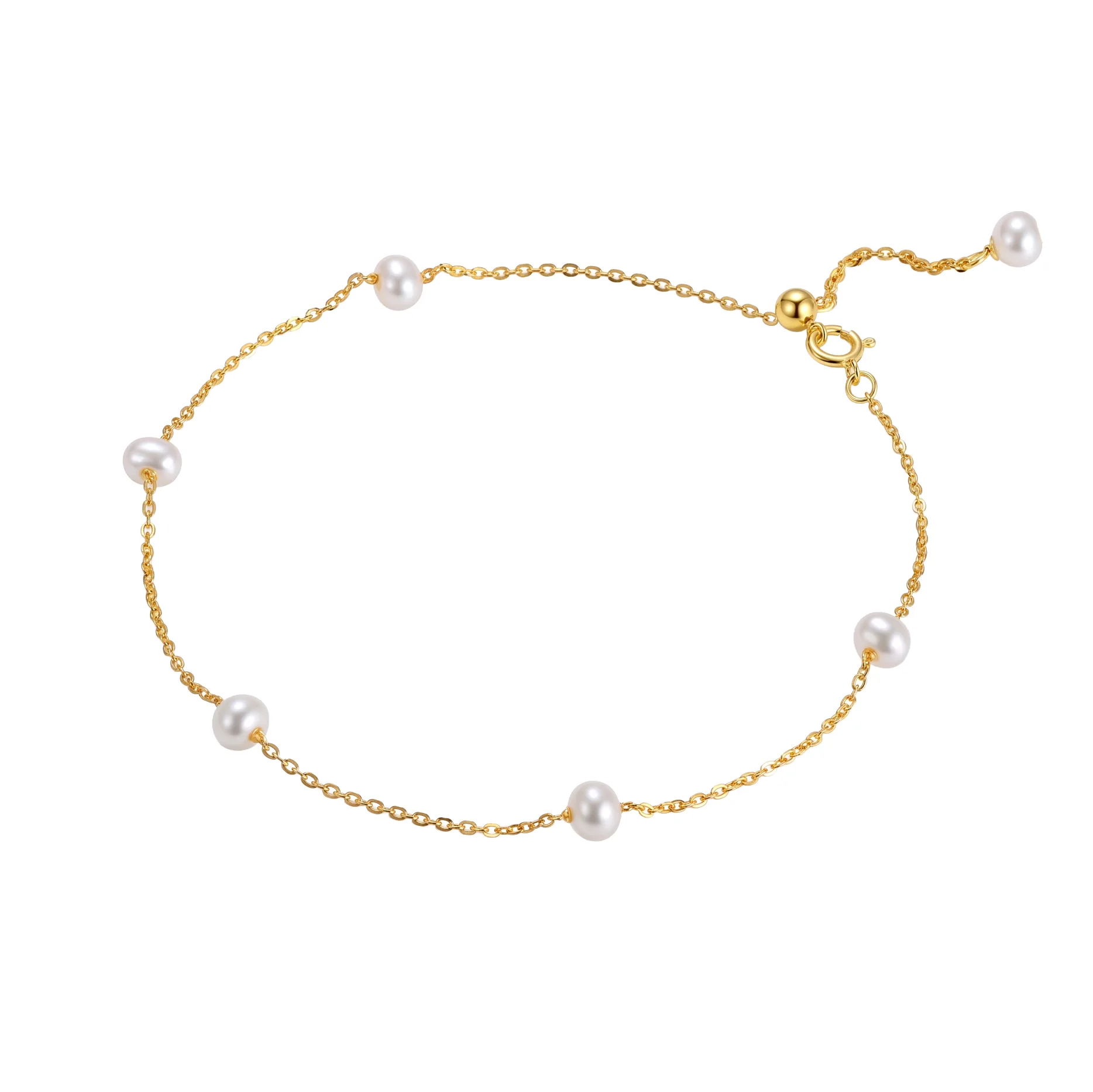 Bratari din argint - Brățară din Argint cu perle naturale de cultură Golden Pearl Whisper