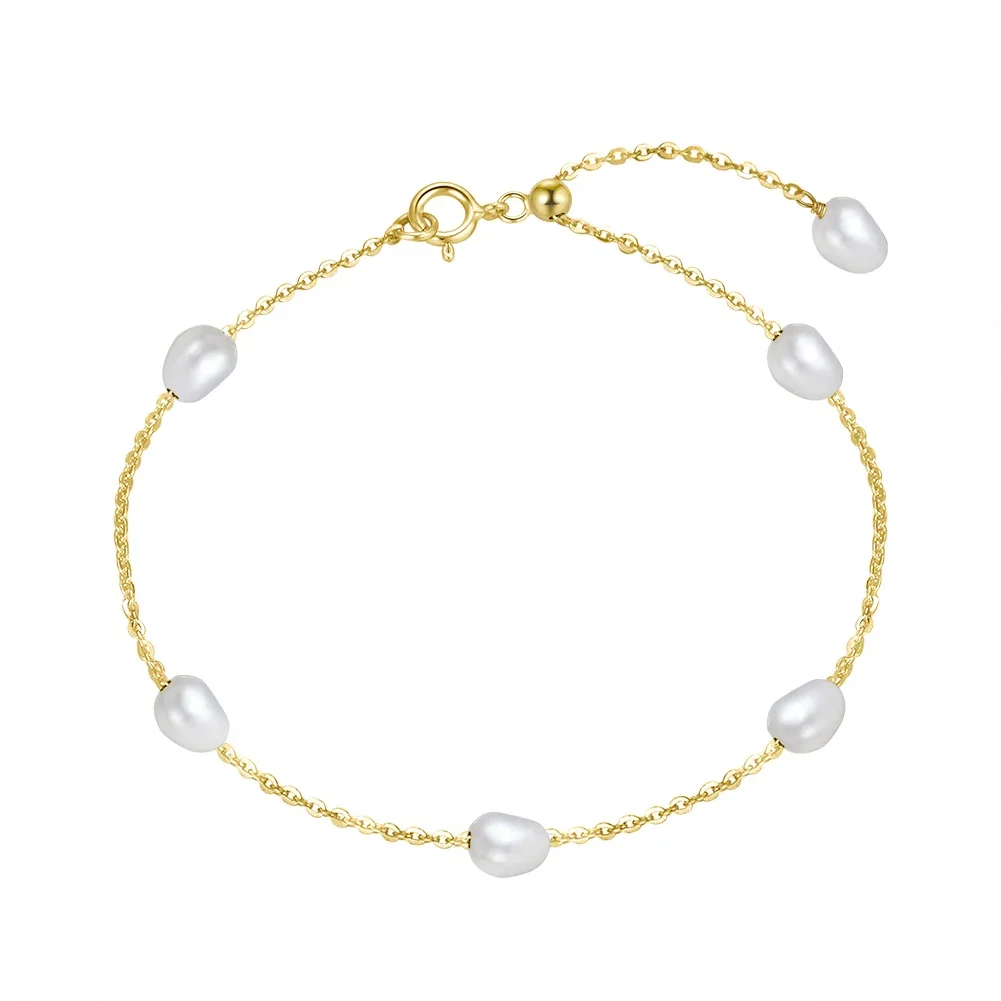 Brățări - Brățară din Argint cu perle naturale de cultură Golden Pearl Whisper