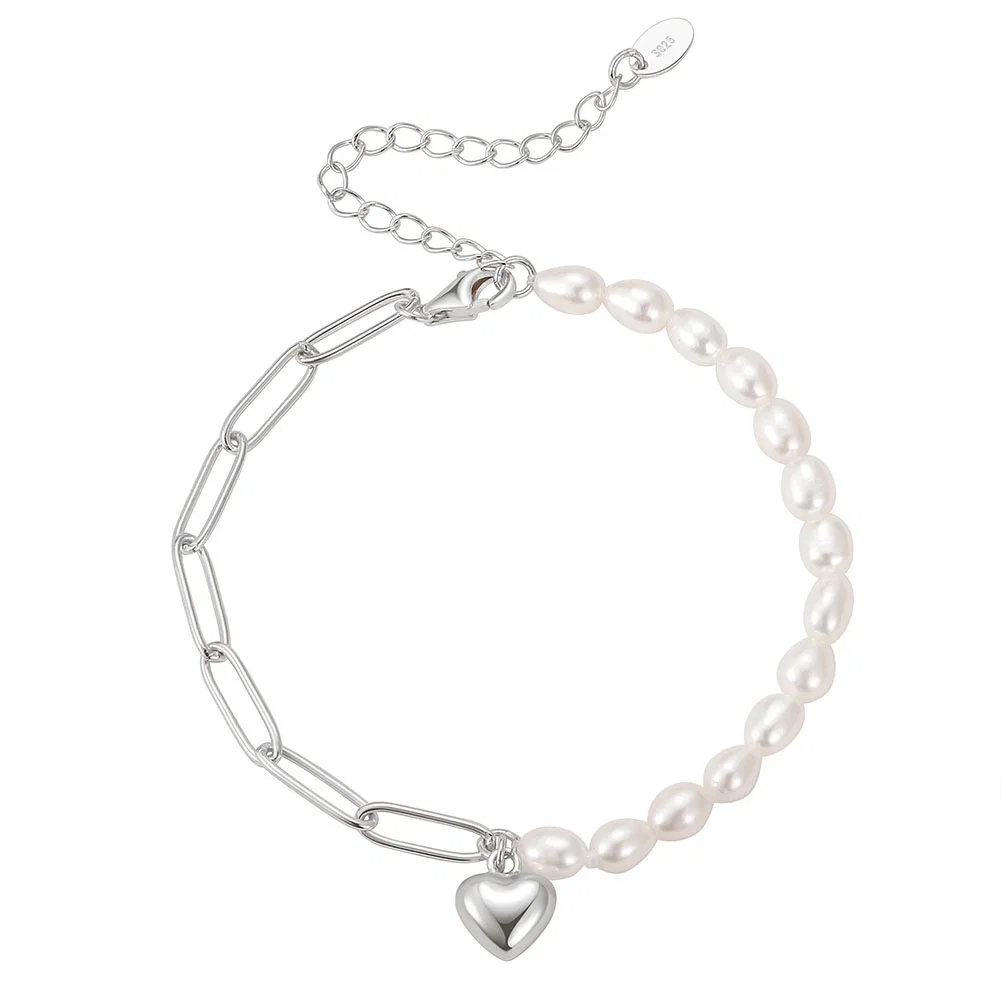 Brățări Din Argint - Brățară din Argint cu Perle Naturale de Cultură Heart & Harmony Silver