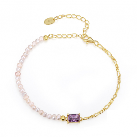 Brățări Din Argint - Brățară din Argint cu Perle Naturale de Cultură Lavender Pearl Glow