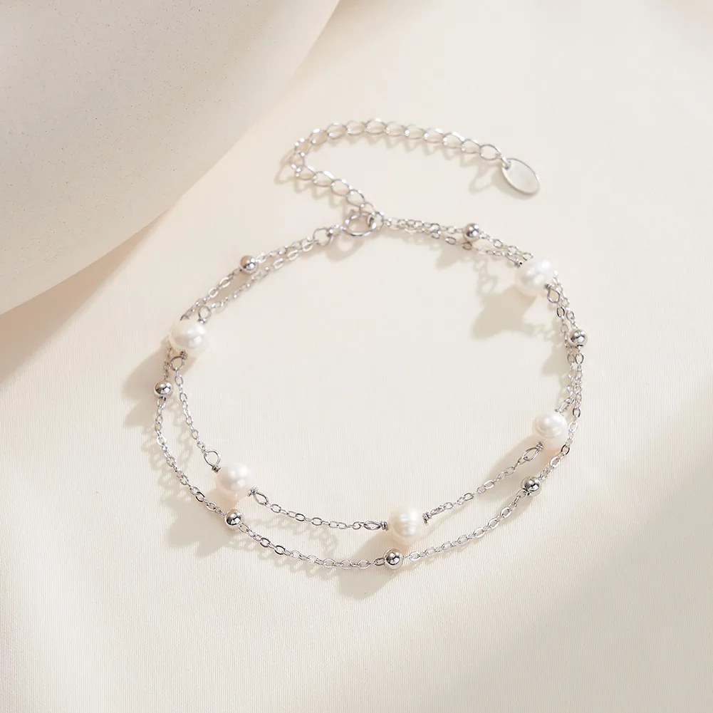Brățări Din Argint - Brățară din Argint cu Perle Naturale de Cultură Layers Pearl Silver