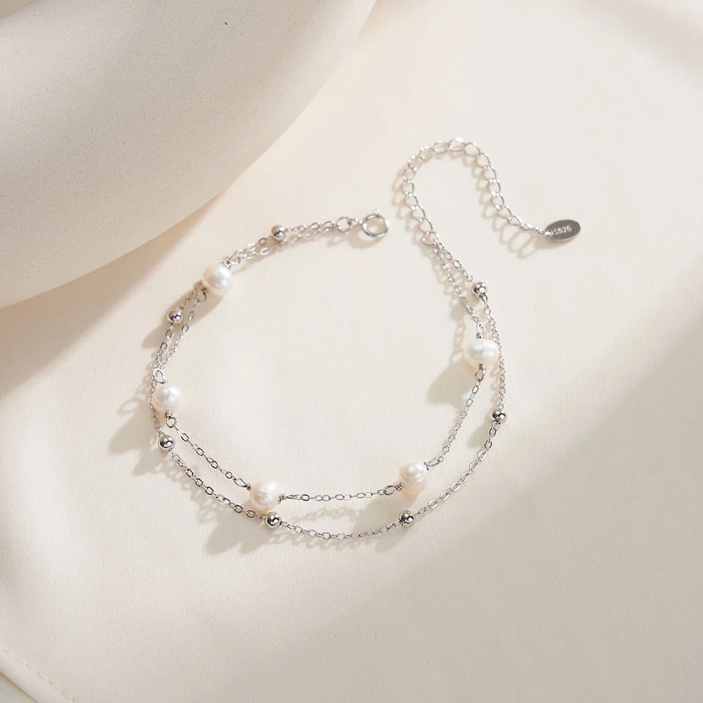 Brățări Din Argint - Brățară din Argint cu Perle Naturale de Cultură Layers Pearl Silver