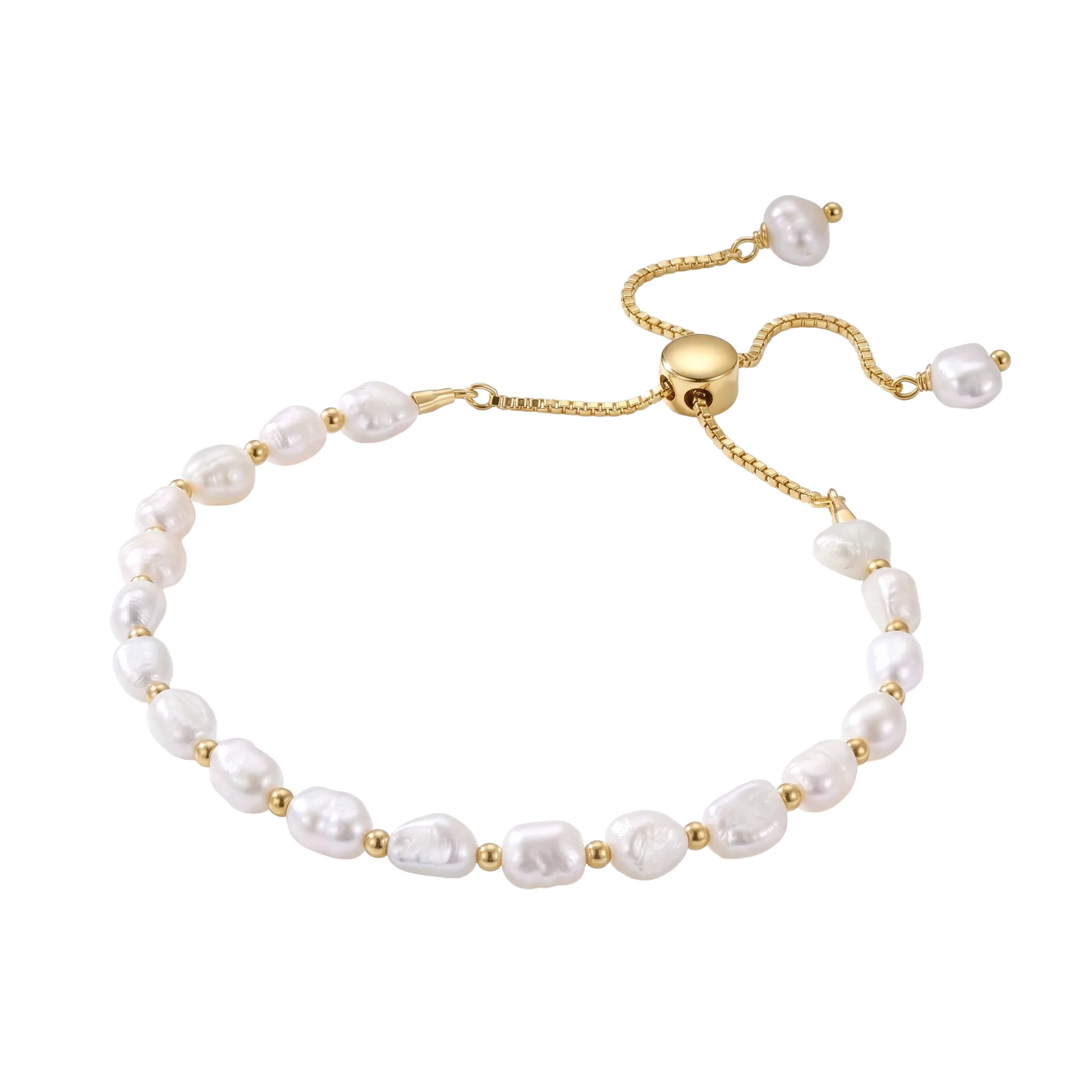Bratari din argint - Brățară din Argint cu perle naturale de cultură Lustrous Elegance Auriu