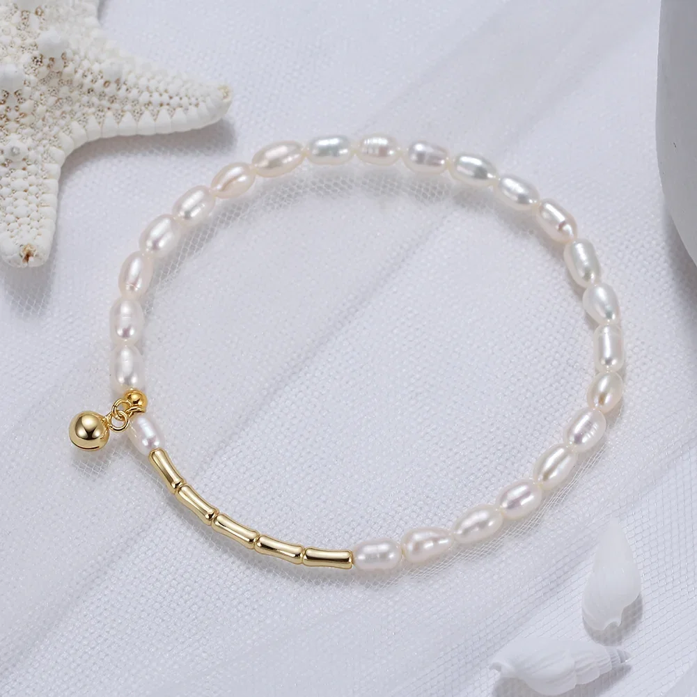 Bijuterii Perle Naturale - Brățară din Argint cu Perle Naturale de Cultură Pearl Melody Gold
