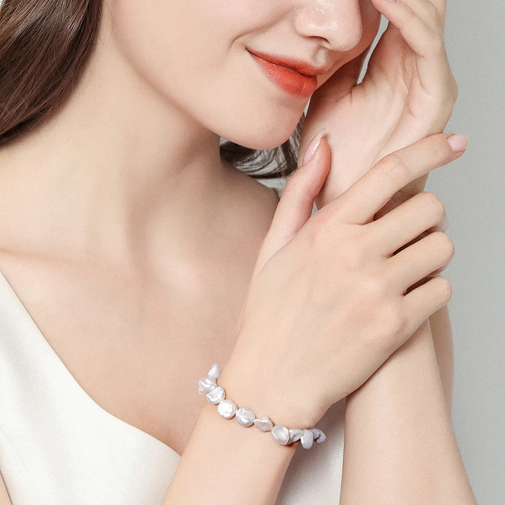 Brățări din argint - Brățară din Argint cu Perle Naturale de Cultură Pearl Silver Flow