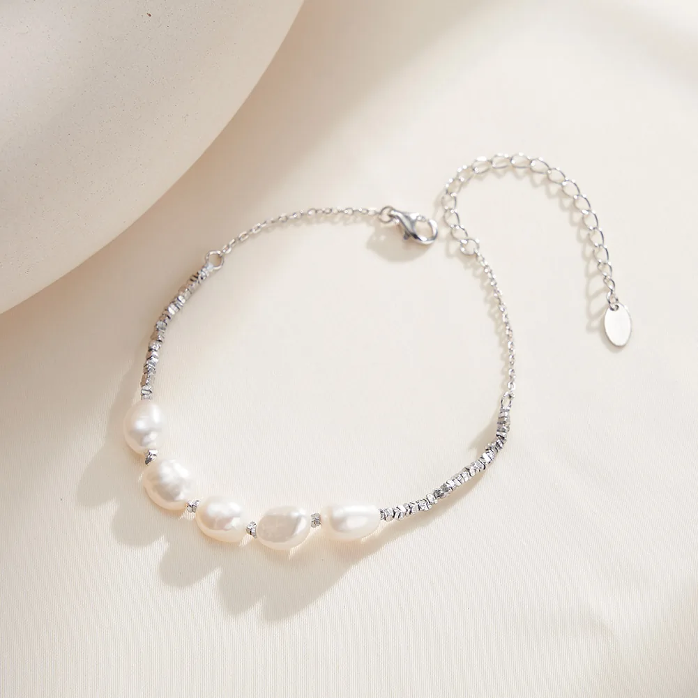 Brățări Din Argint - Brățară din Argint cu Perle Naturale de Cultură Silver Flow Baroque