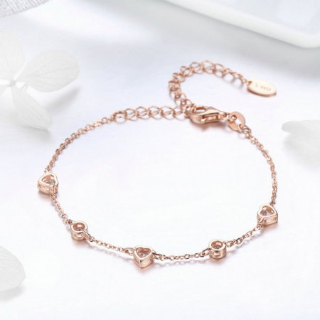 Seturi Bijuterii - Set bijuterii din argint Hearts Edge Rose, brățară și cercei