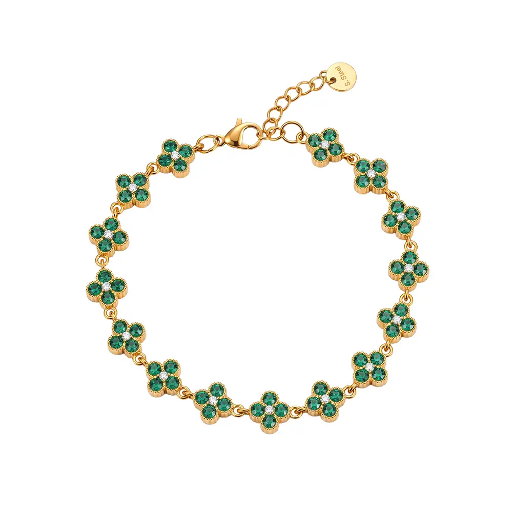 Bratari Statement - Brățară Statement Petale Emerald Auriu