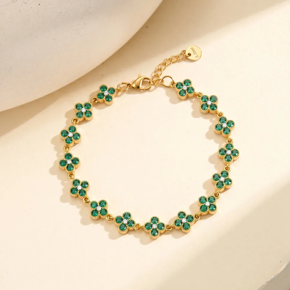 Bratari Statement - Brățară Statement Petale Emerald Auriu