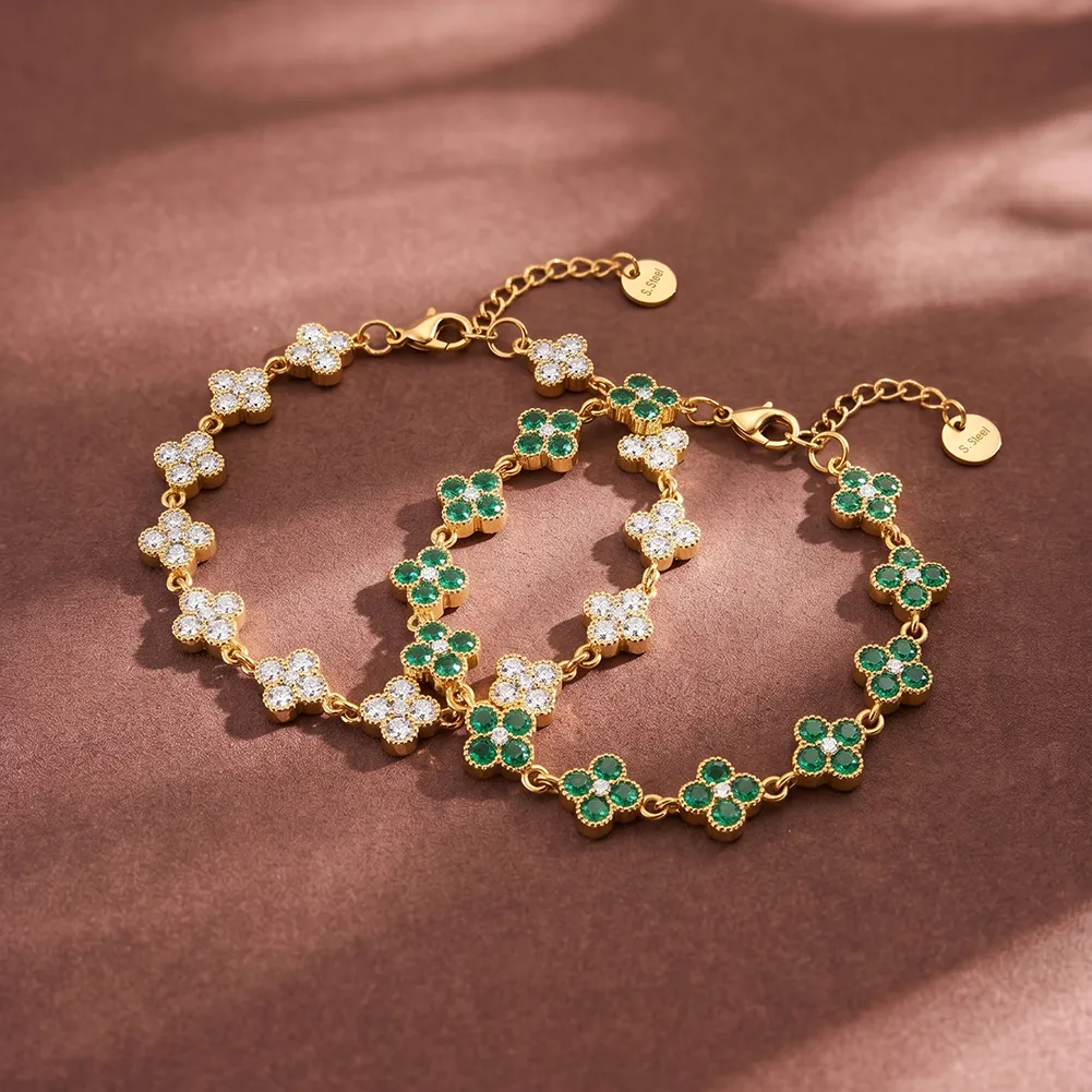 Bratari Statement - Brățară Statement Petale Emerald Auriu
