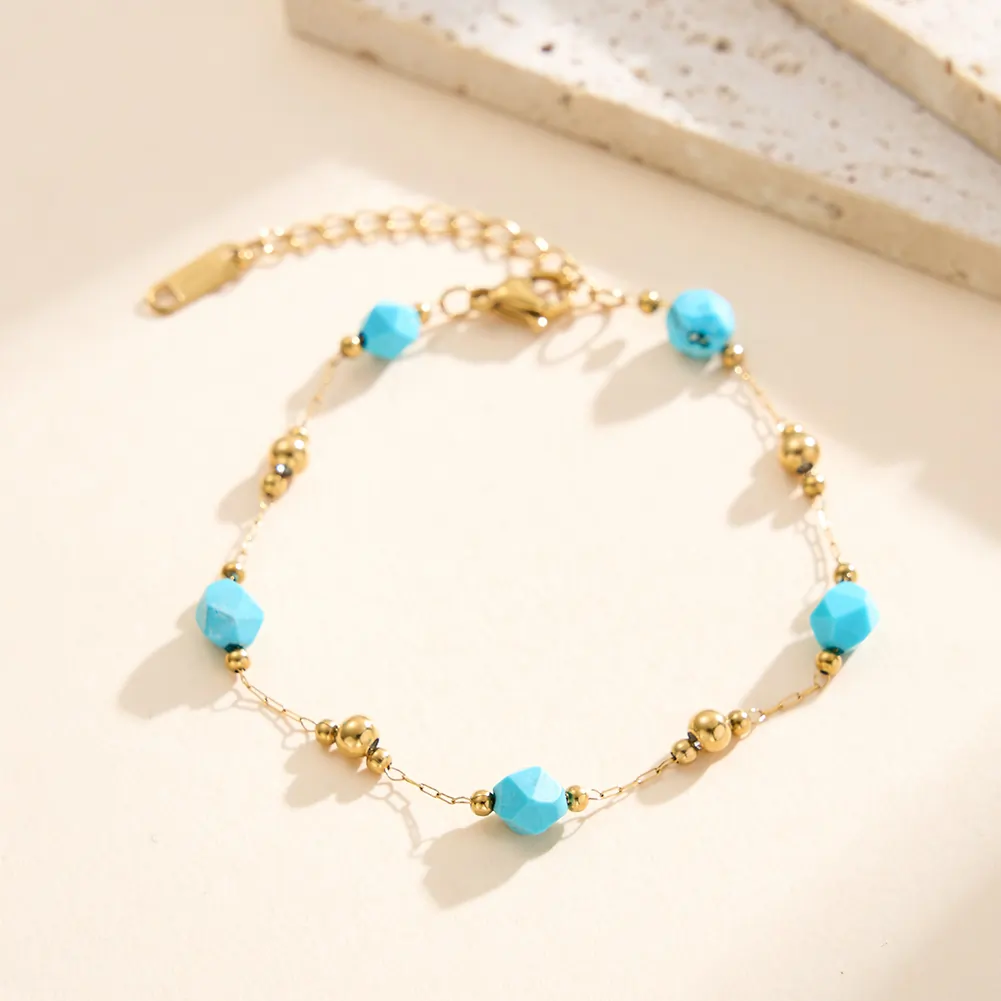 Brățări - Brățară Statement Turquoise Auriu