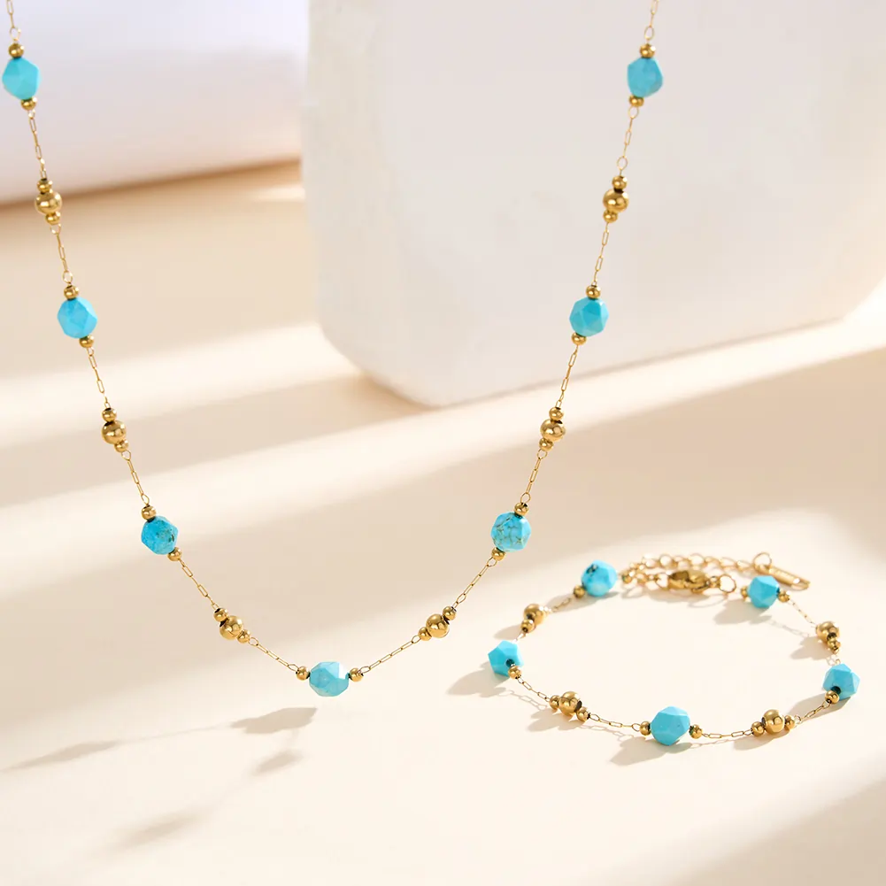Brățări - Brățară Statement Turquoise Auriu