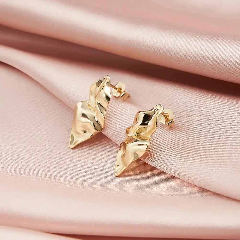 Cercei Din Argint - Cercei din Argint Abstract Sculptural Stud Gold