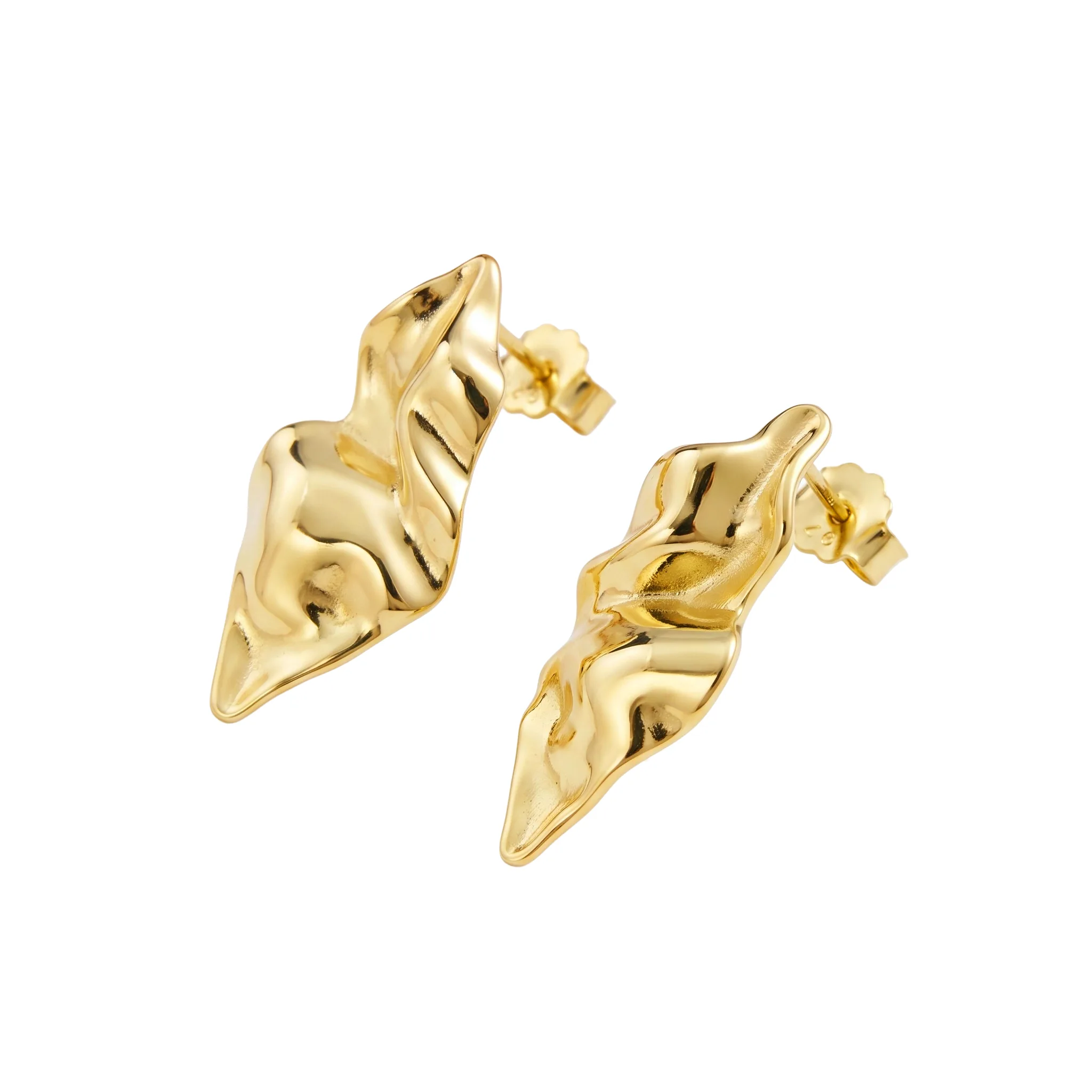 Cercei din argint - Cercei din Argint Abstract Sculptural Stud Gold