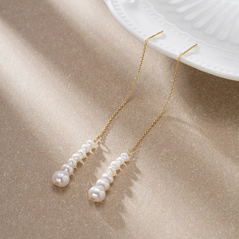 Cercei - Cercei din Argint Cascading Pearl Elegance