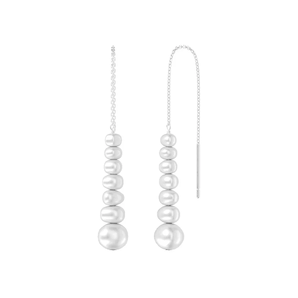 Cercei - Cercei din Argint Cascading Pearl Elegance Silver