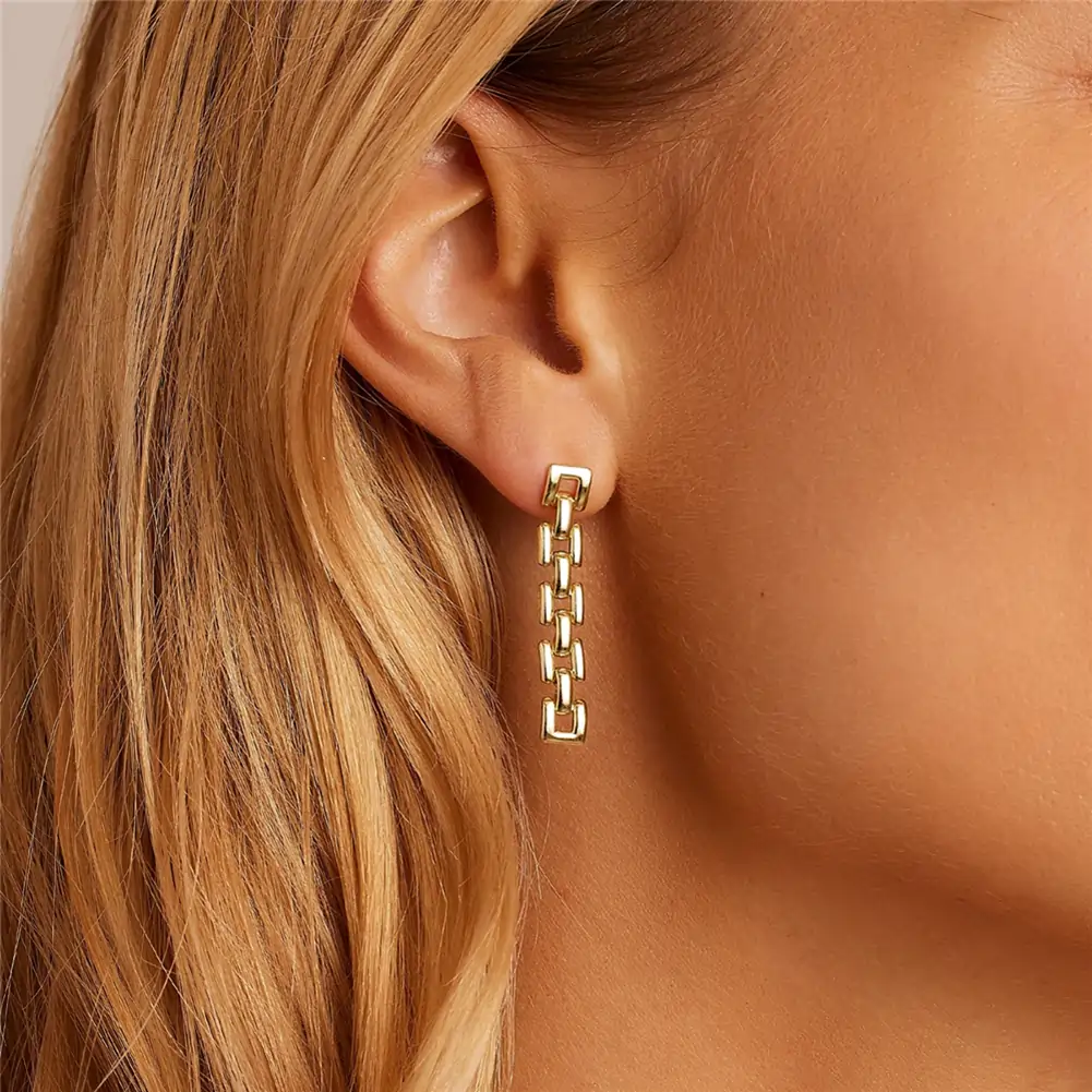 Cercei - Cercei din Argint Chain Earrings Golden