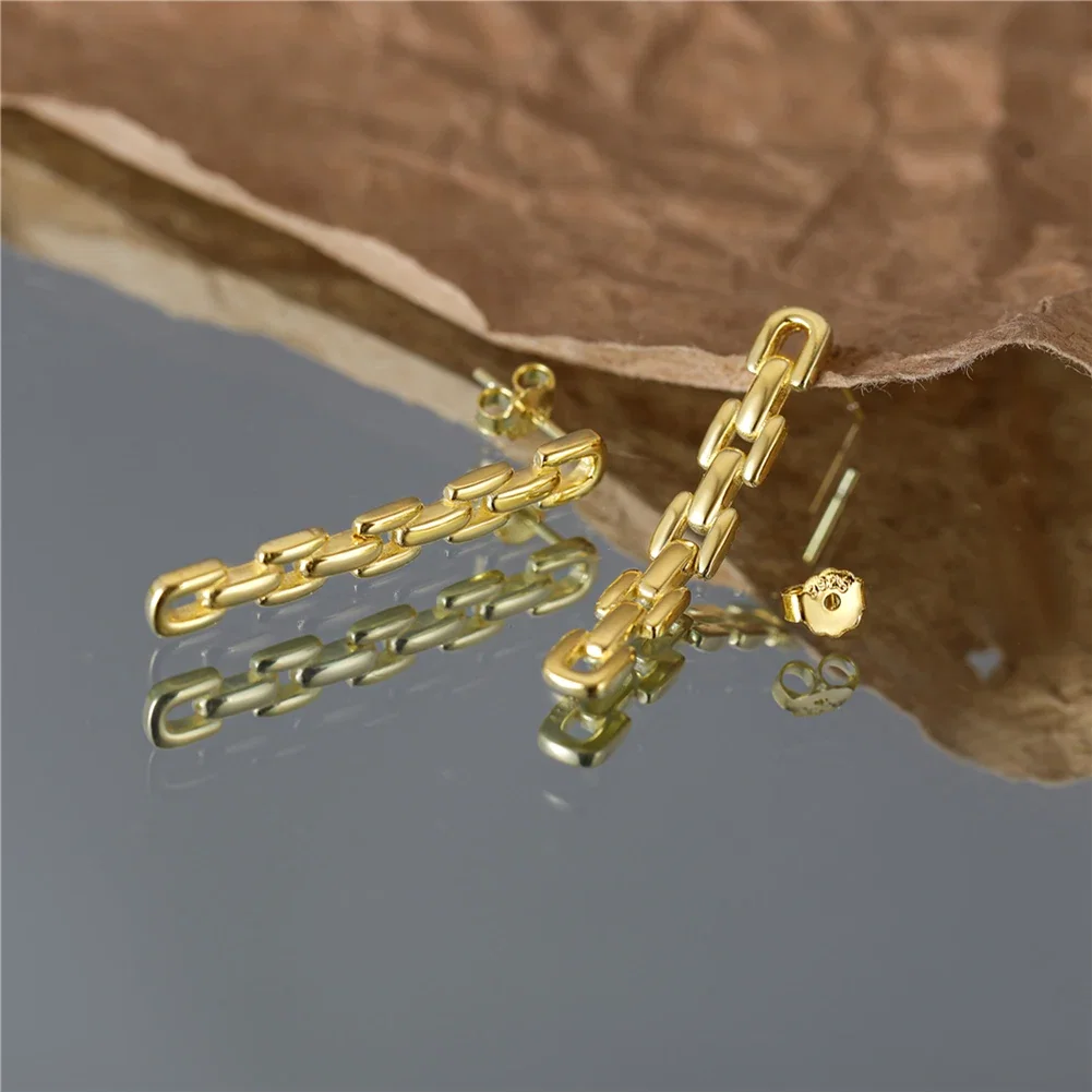 Cercei - Cercei din Argint Chain Earrings Golden