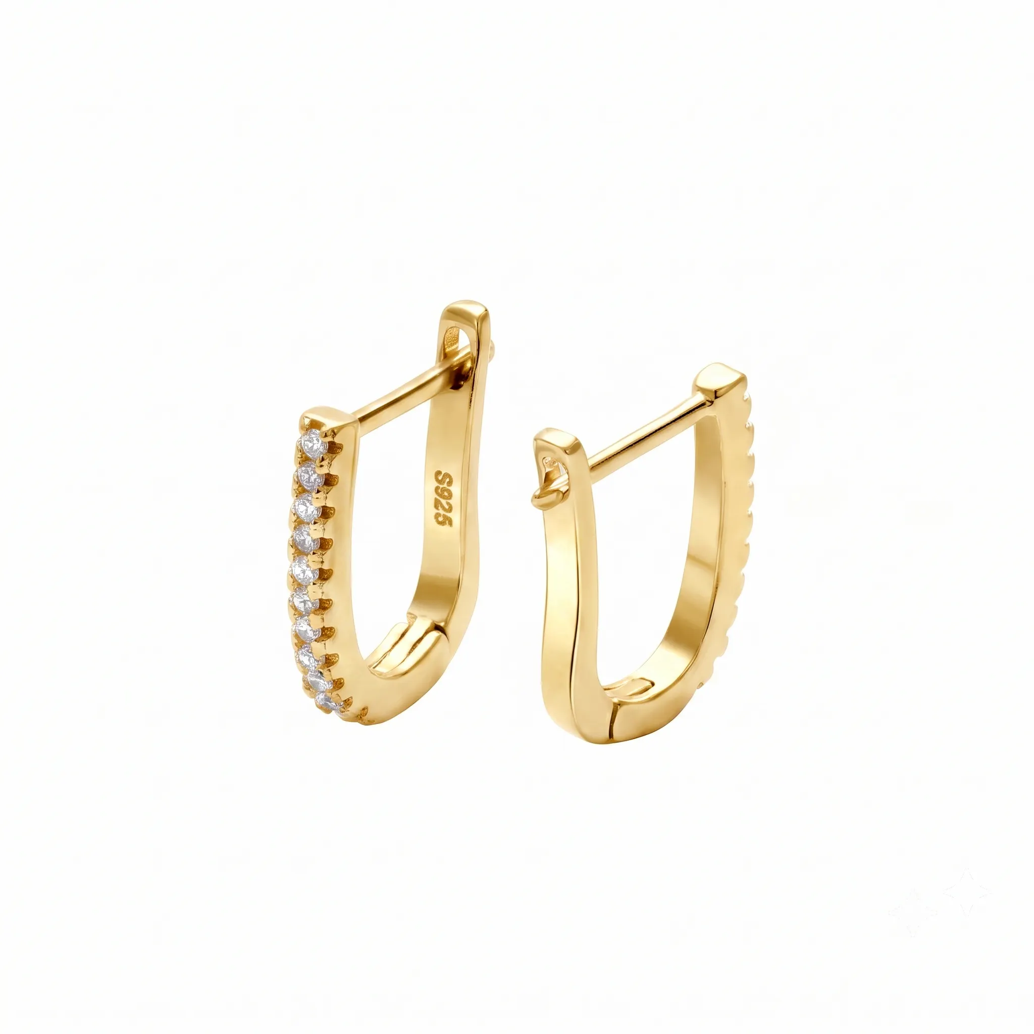 Cercei din argint - Cercei din Argint Crescent Crystal Gold
