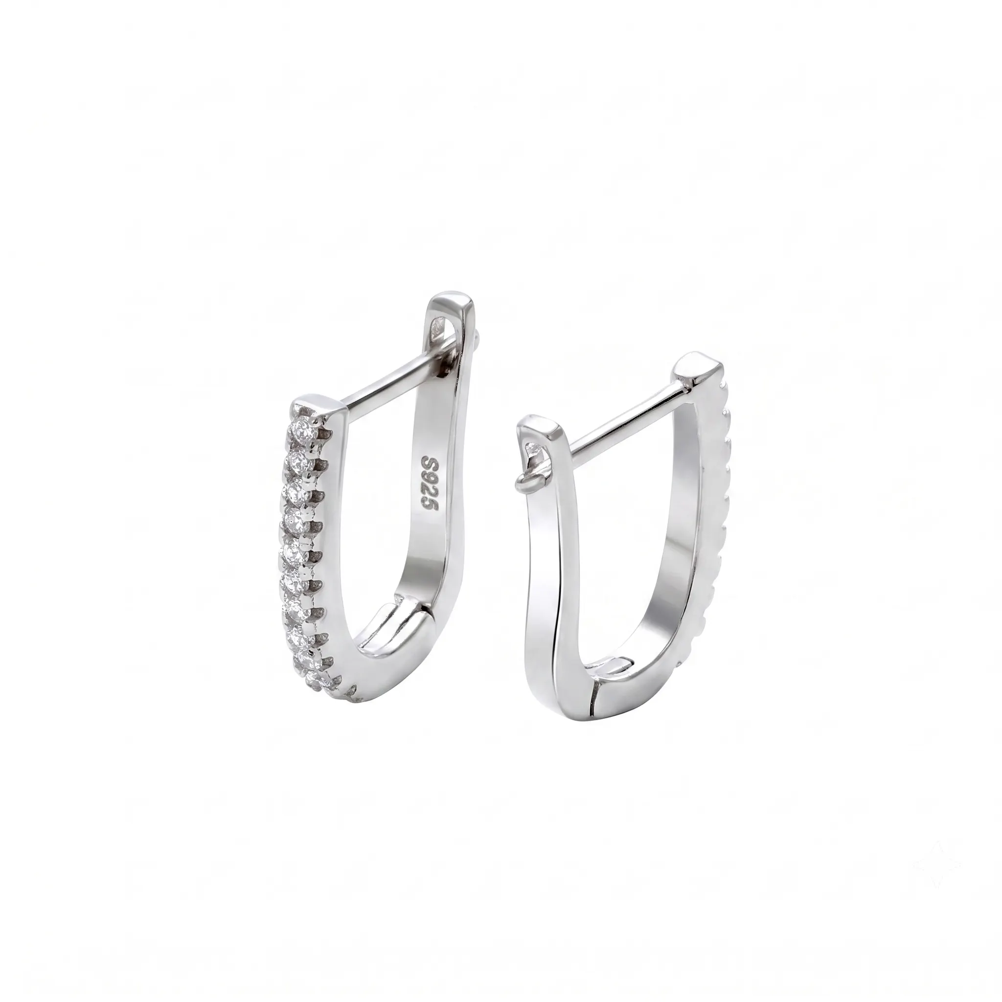 Cercei din argint - Cercei din Argint Crescent Crystal Silver