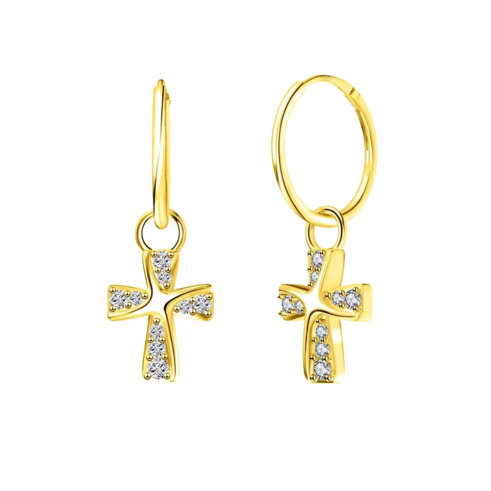 Cercei - Cercei din Argint Cross Golden