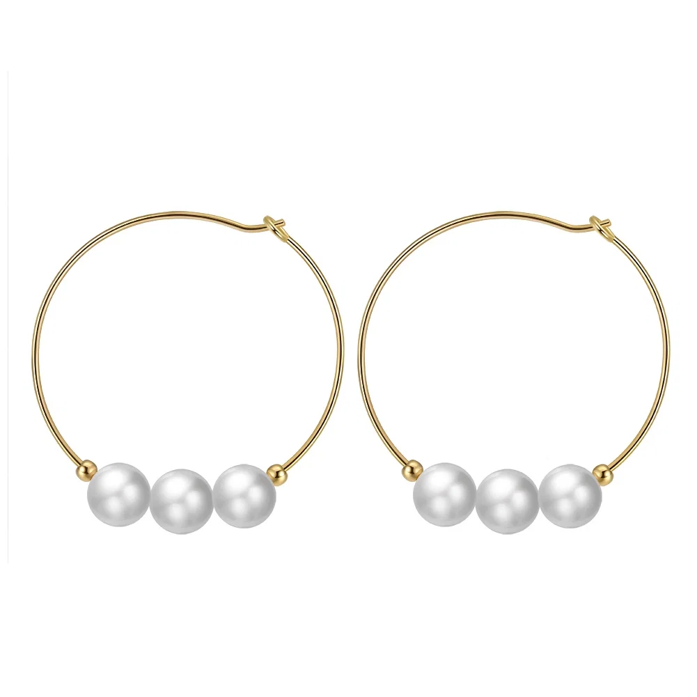 Cercei din argint - Cercei din Argint cu Perle Naturale Circle Grace Gold