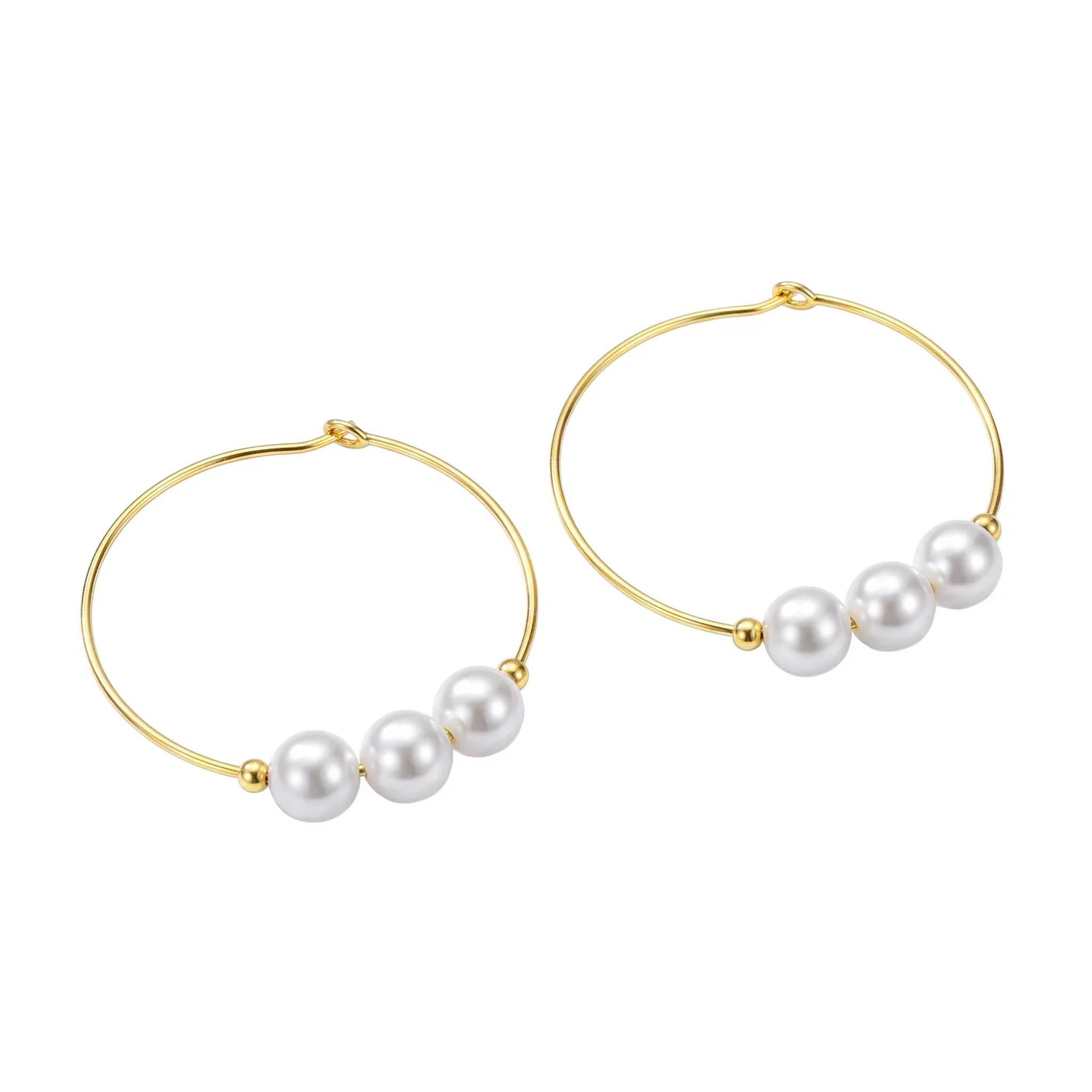 Cercei din argint - Cercei din Argint cu Perle Naturale Circle Grace Gold