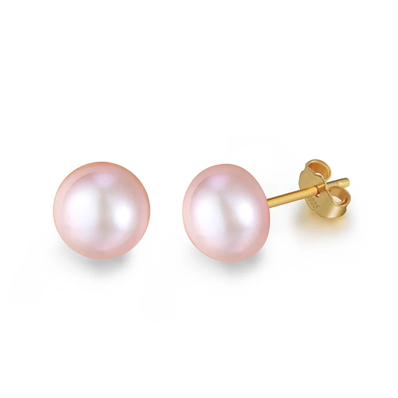 Cercei din argint - Cercei din argint cu perle naturale de cultură Luminous Sphere Studs Auriu