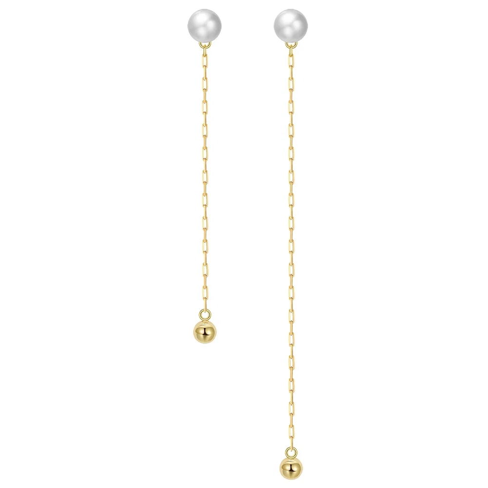 Cercei Din Argint - Cercei din Argint cu Perle Naturale de Cultură Elegant Drop Pearl