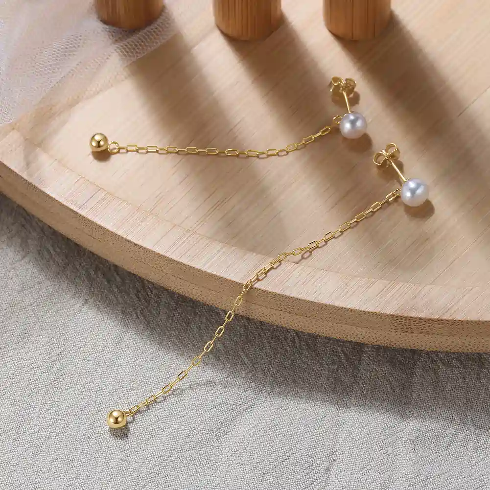 Cercei Din Argint - Cercei din Argint cu Perle Naturale de Cultură Elegant Drop Pearl