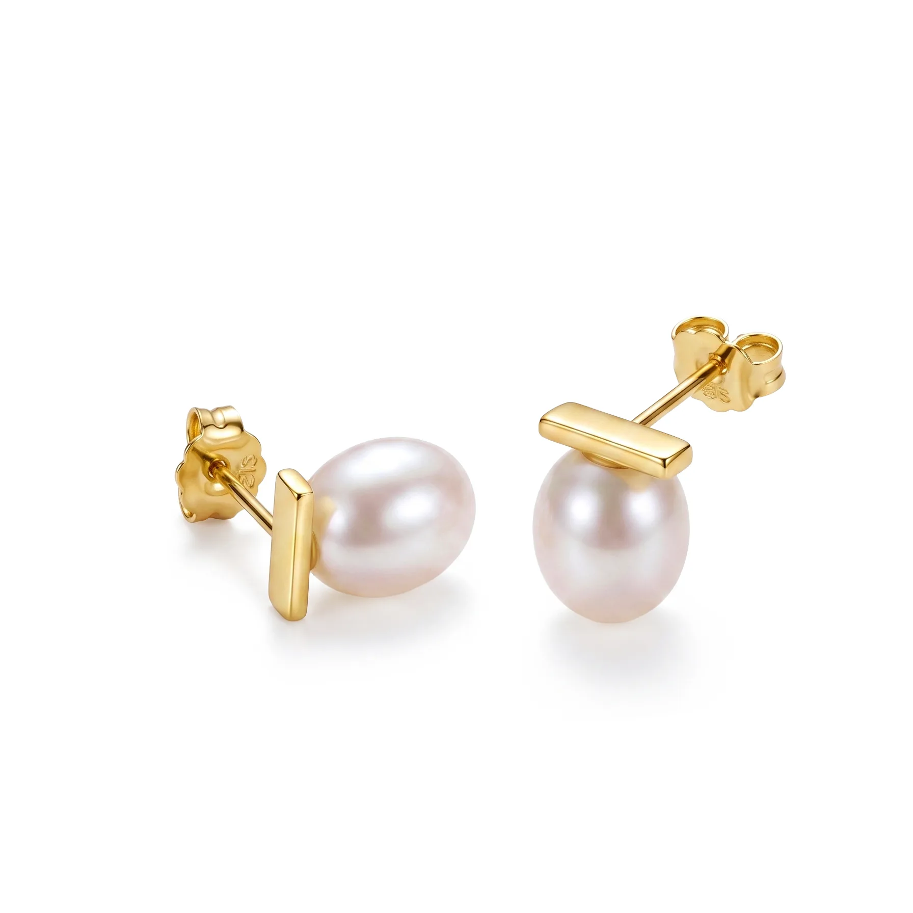 Cercei din argint - Cercei din Argint cu Perle Naturale de Cultură Golden Studs