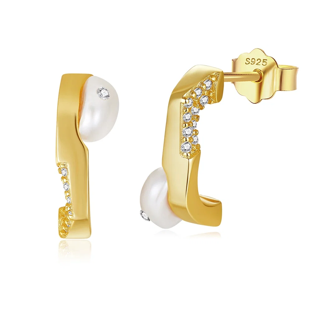 Cercei Din Argint - Cercei din Argint cu Perle Naturale de Cultură Luxe Pearl Arc