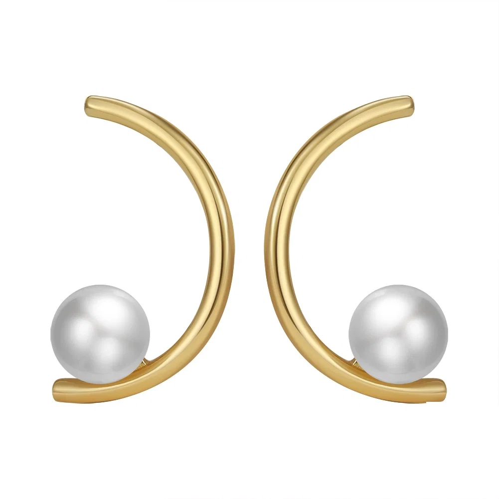 Cercei Din Argint - Cercei din Argint cu Perle Naturale de Cultură Orbit Pearl Hoops