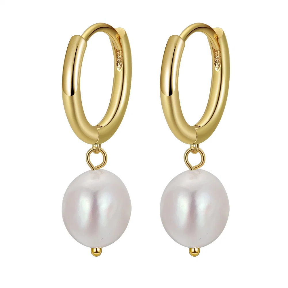 Cercei din argint - Cercei din Argint cu Perle Naturale de Cultură Pearl Glow Gold