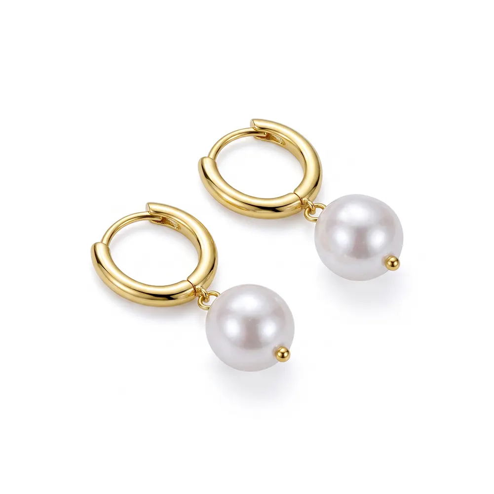Cercei din argint - Cercei din Argint cu Perle Naturale de Cultură Pearl Glow Gold