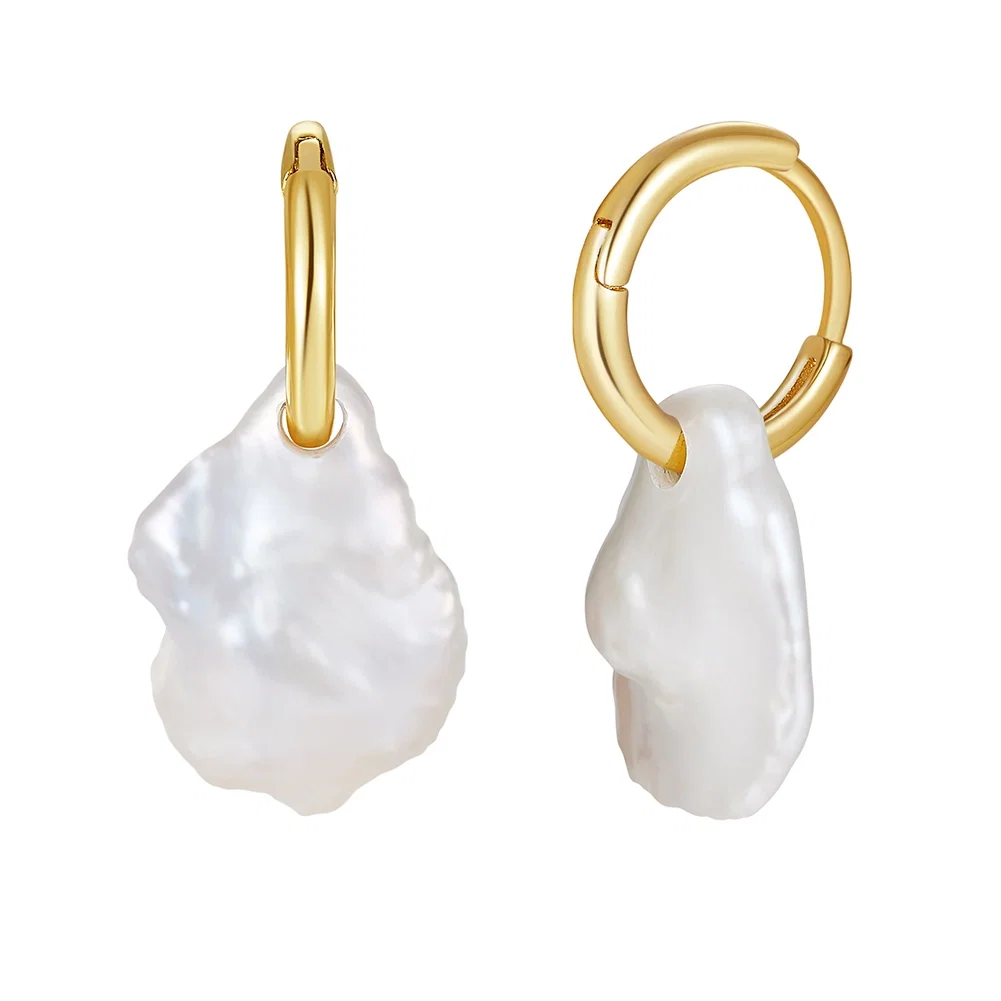 Colecții - Cercei din Argint cu Perle Naturale de Cultură Pure Baroque Hoops