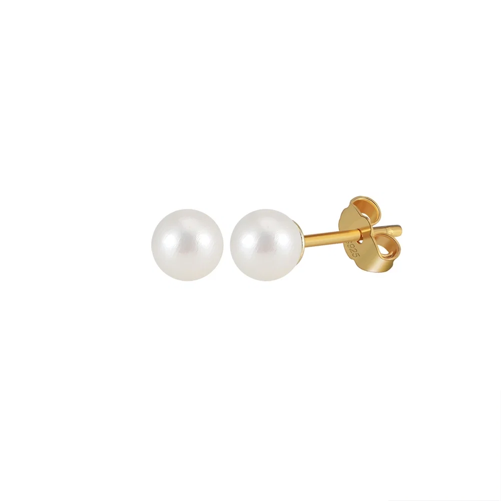 Cercei din argint - Cercei din Argint cu Perle Naturale de Cultură Sterling Gold