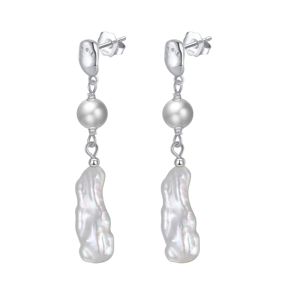 Cercei din argint - Cercei din Argint cu Perle Naturale de Cultură Sterling Silver