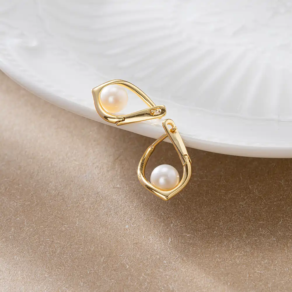 Cercei - Cercei din Argint cu Perle Naturale de Cultură Teardrop Gold