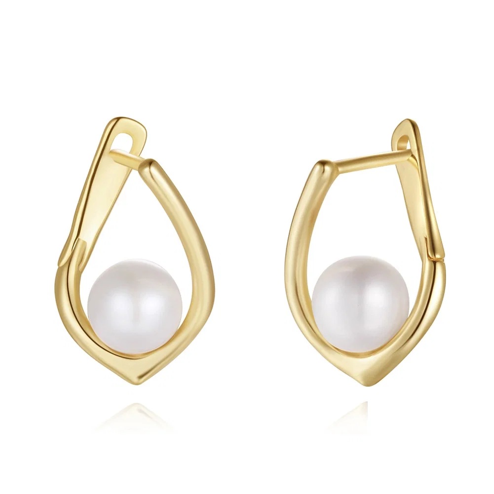 Cercei - Cercei din Argint cu Perle Naturale de Cultură Teardrop Gold