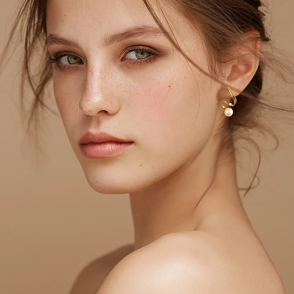 Cercei - Cercei din Argint cu Perle Naturale Lustre Arc Golden