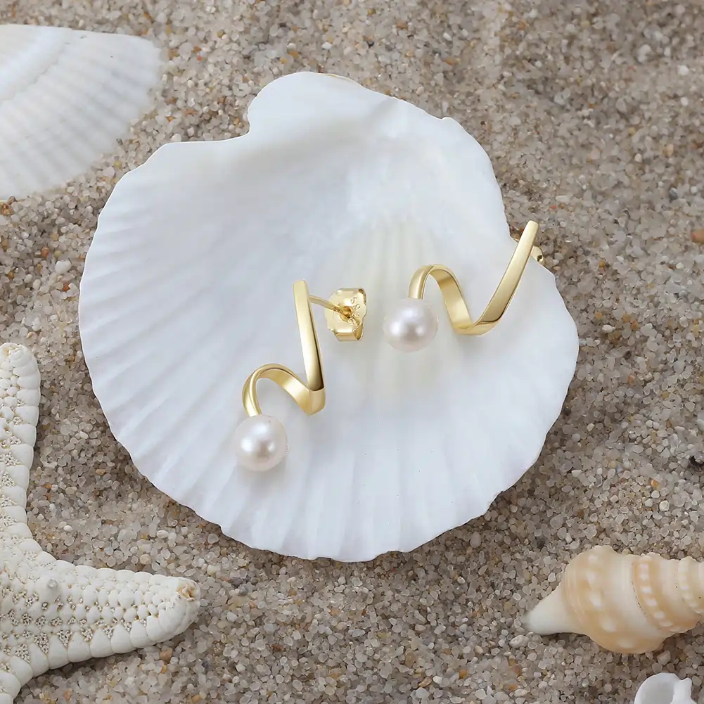 Cercei - Cercei din Argint cu Perle Naturale Lustre Arc Golden