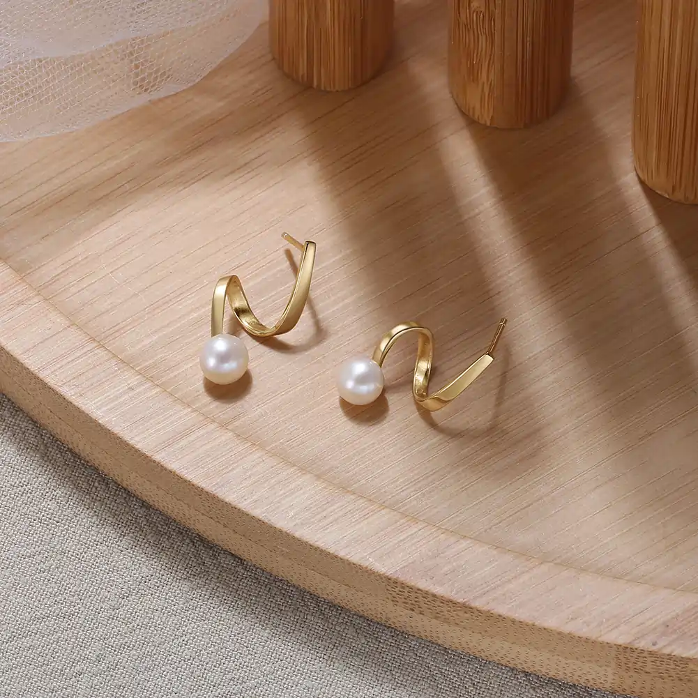 Cercei - Cercei din Argint cu Perle Naturale Lustre Arc Golden