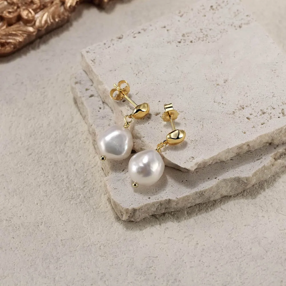 Cercei Perle - Cercei din Argint cu Perle Naturale Pearl Drop Earrings