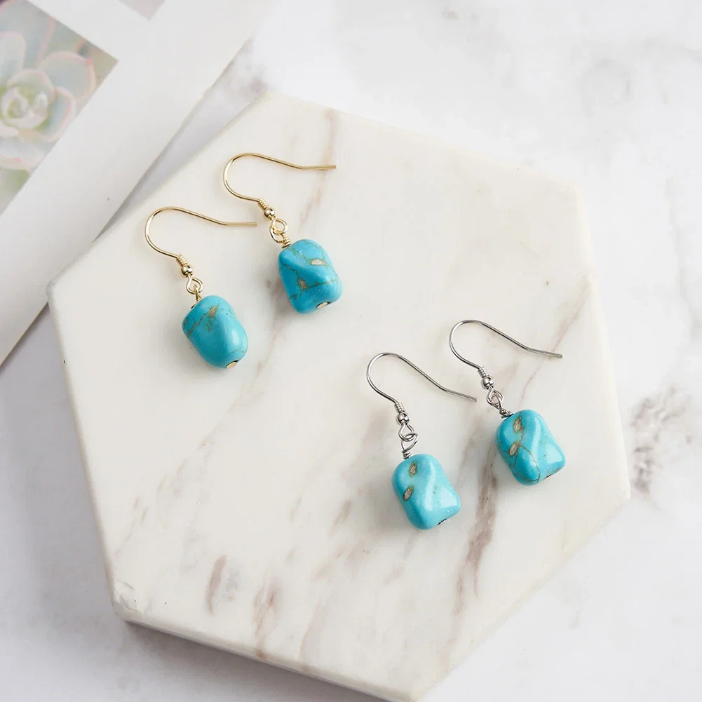 Cercei din argint - Cercei din Argint cu Piatră Naturală Turcoaz Dangle Turquoise Silver
