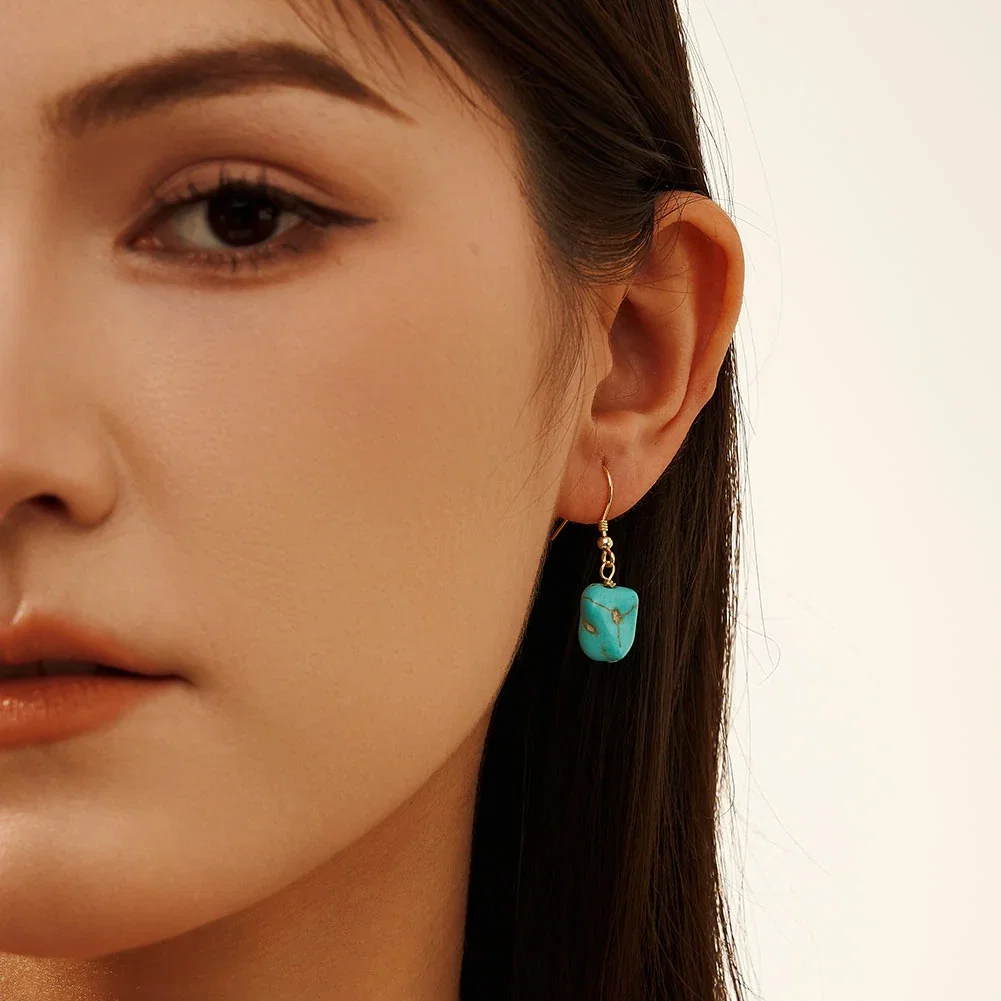 Cercei din argint - Cercei din Argint cu Piatră Naturală Turcoaz Dangle Turquoise Silver