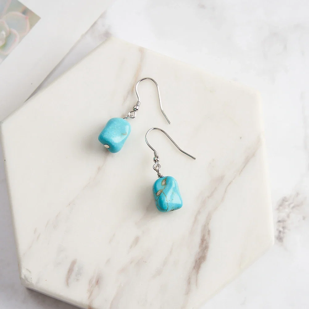 Cercei din argint - Cercei din Argint cu Piatră Naturală Turcoaz Dangle Turquoise Silver