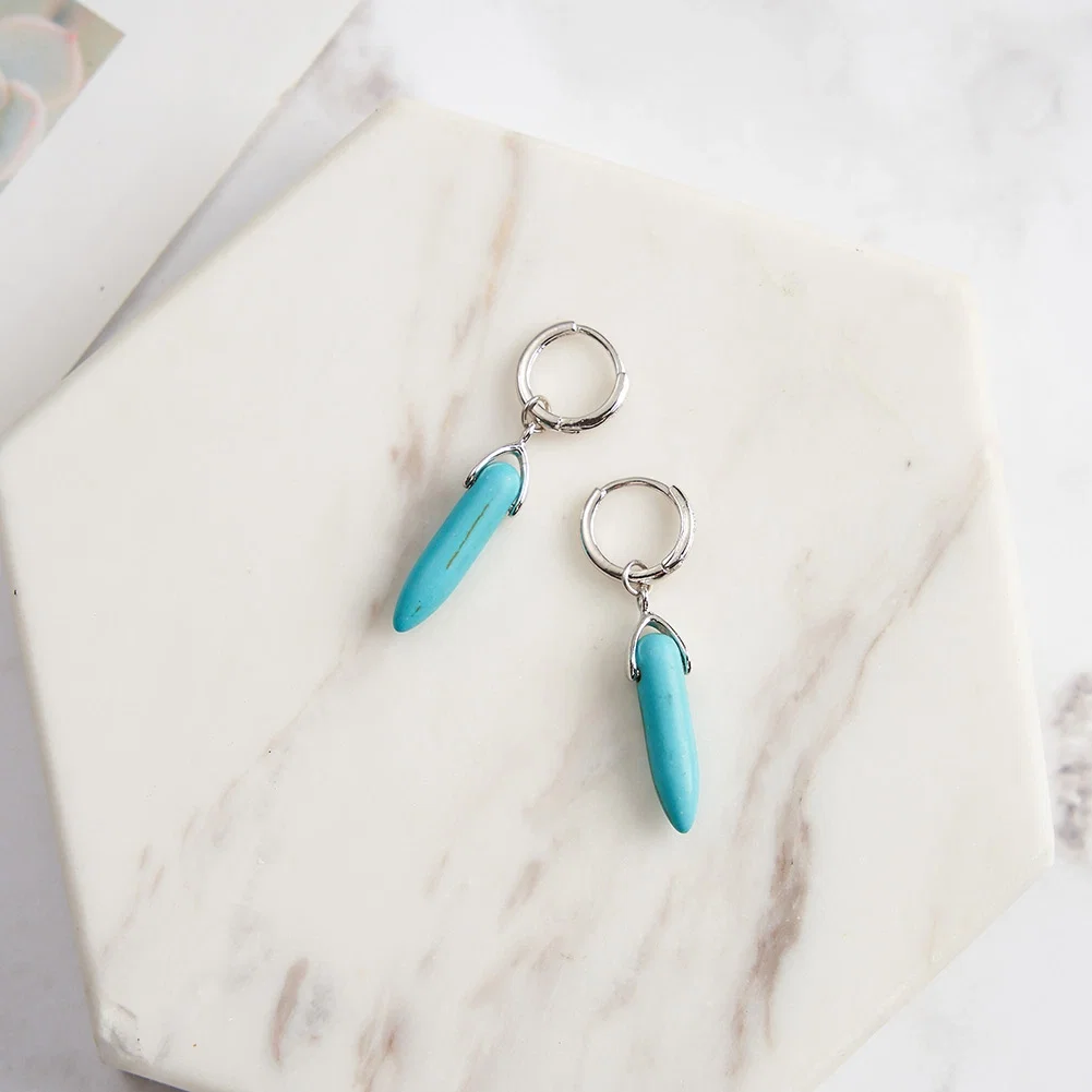 Cercei din argint - Cercei din Argint cu Piatră Naturală Turcoaz Elegant Turquoise Silver